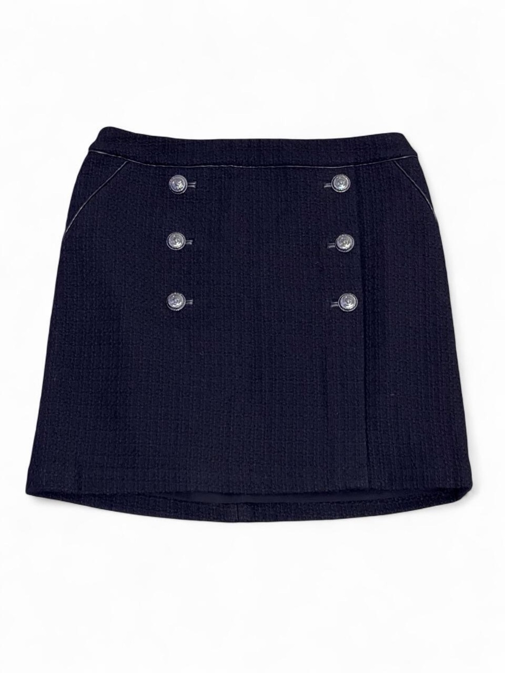 White House Black Market black double breasted mini skirt